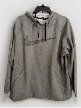 Nike Men’s Dri-Fit Hoodie Size XL Gray Swoosh Graphic Sweatshirt